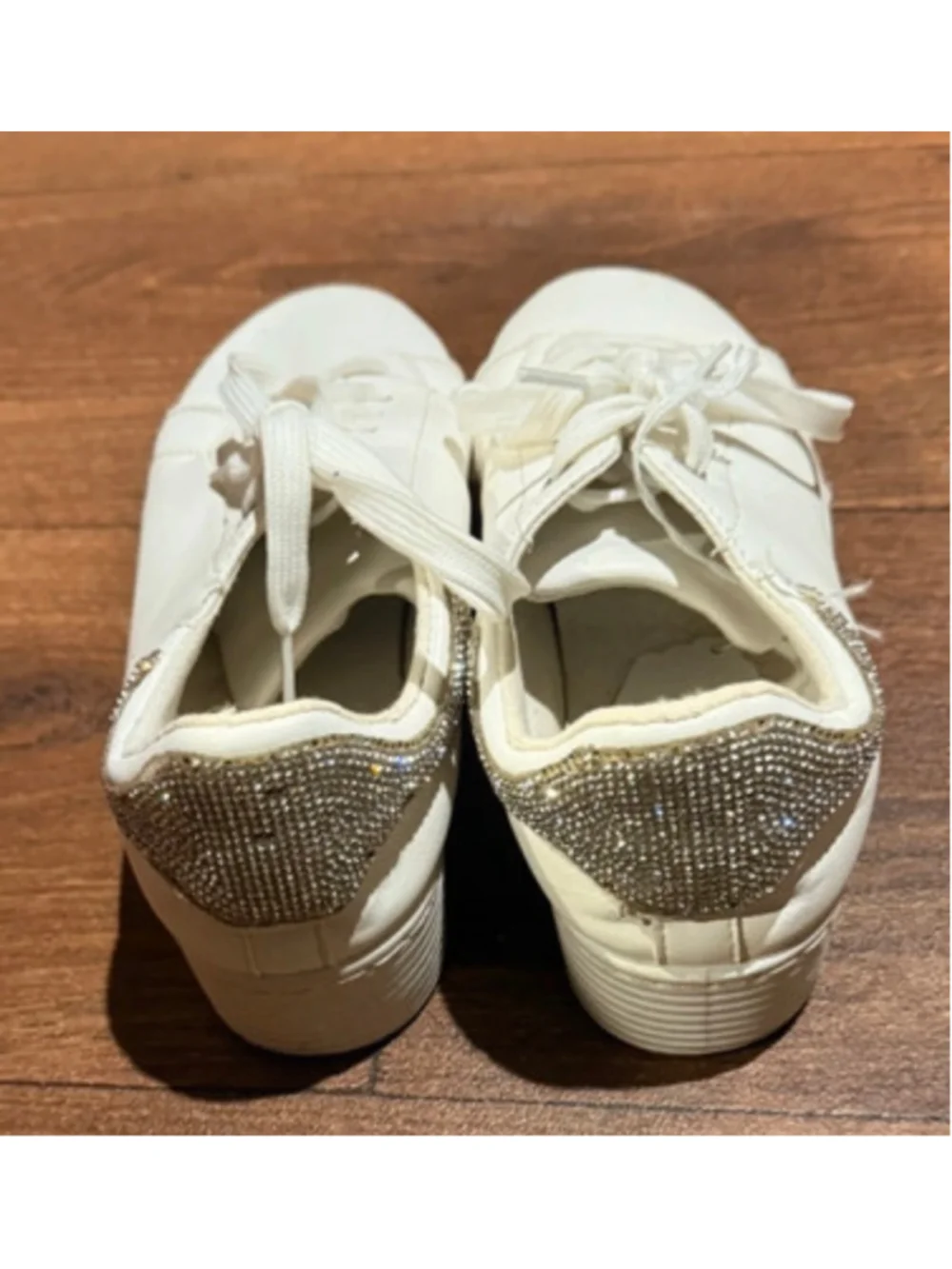Women's Unbranded White & Silver Rhinestone Platform Sneakers Size 6